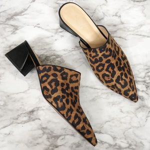 Franco Sarto | Rianan Leopard Print Pointed Block Heel Cheetah Mules 8.5